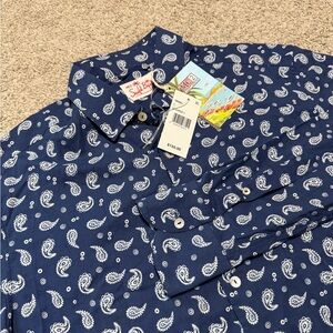 MC2 Saint Barth Paisley Shirt L Blue Made in Italy NWT Flawed